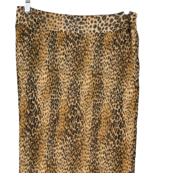 Chicos Accordion Pleat Maxi Skirt Size 2 Large Stretch Lined Wild Animal Cheetah - Picture 2 of 8